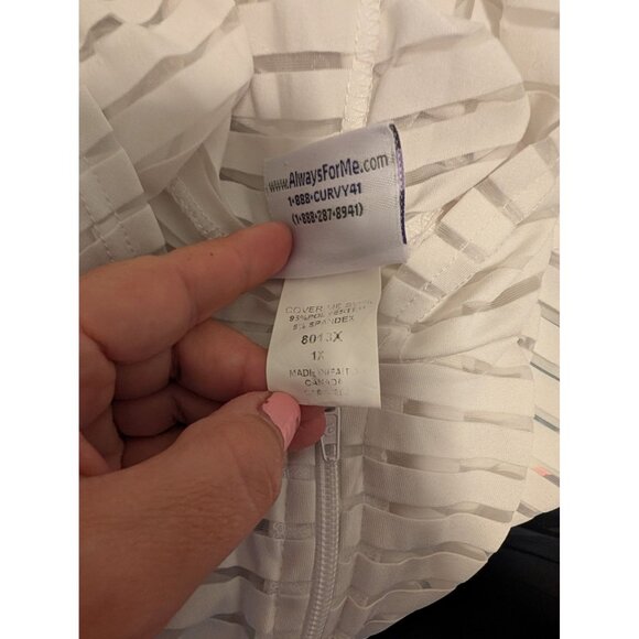 Always For Me Womens Striped White Hooded Cover-Up Jacket With Zipper Closure 1X - Picture 5 of 5